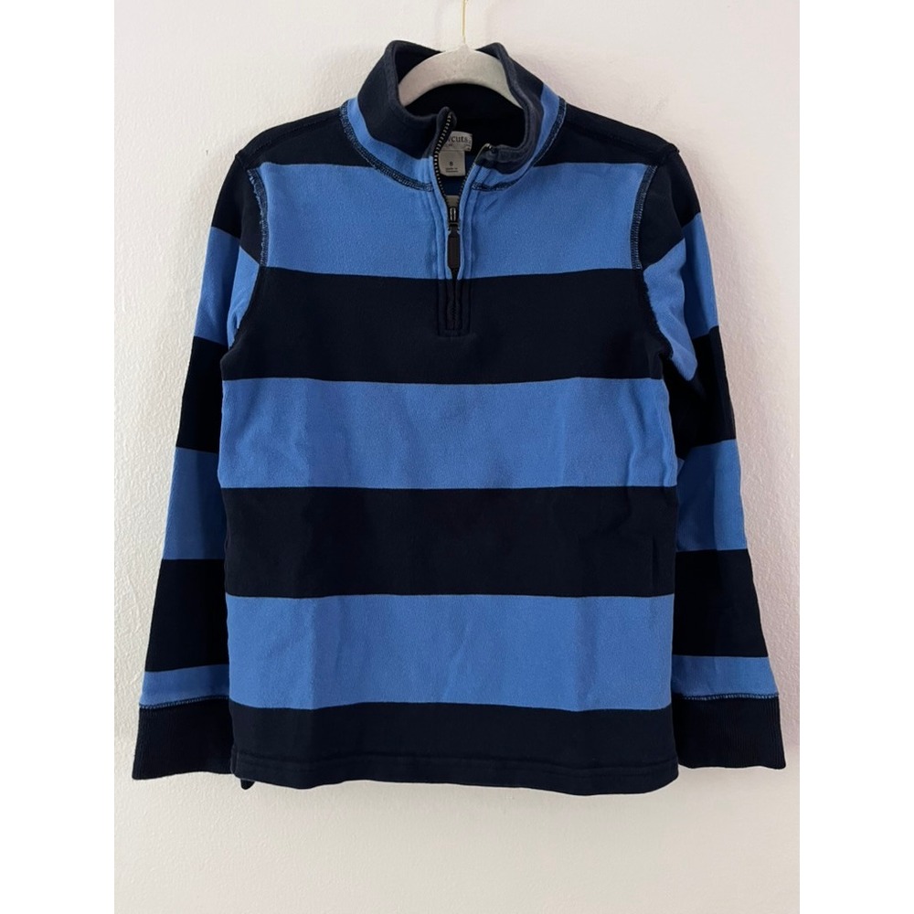 Crewcuts Factory 1/4 Zip Cotton Pullover Sweatshirt Blue Stripes size 8